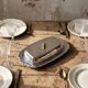 Silver-plated/inox vintage butter dish from the 1960s-1980s in Rococo style.