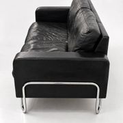 3-seater sofa W.H. Gispen for Dutch Originals, black leather and chrome