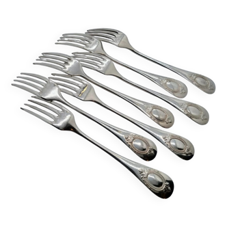 Fourchettes de Table en Métal Argenté Alfénide Lot de 7