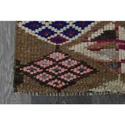 1970s Vintage Turkish Oushak Handmade Wool Cotton Brown Runner Rug 63x295