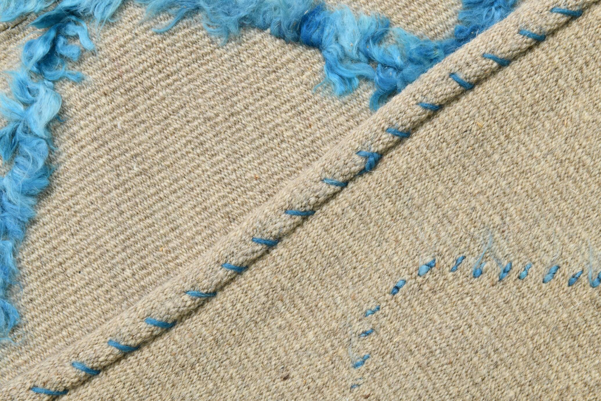 6x9 Beige & Blue Handmade Moroccan Rug, 185x282Cm SK 7339