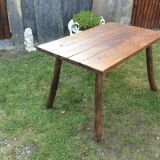 Brutalist vintage table in solid oak