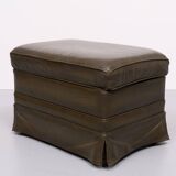 Pouf en cuir vert. Allemagne des années 1970