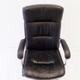German office armchair black leather 70s