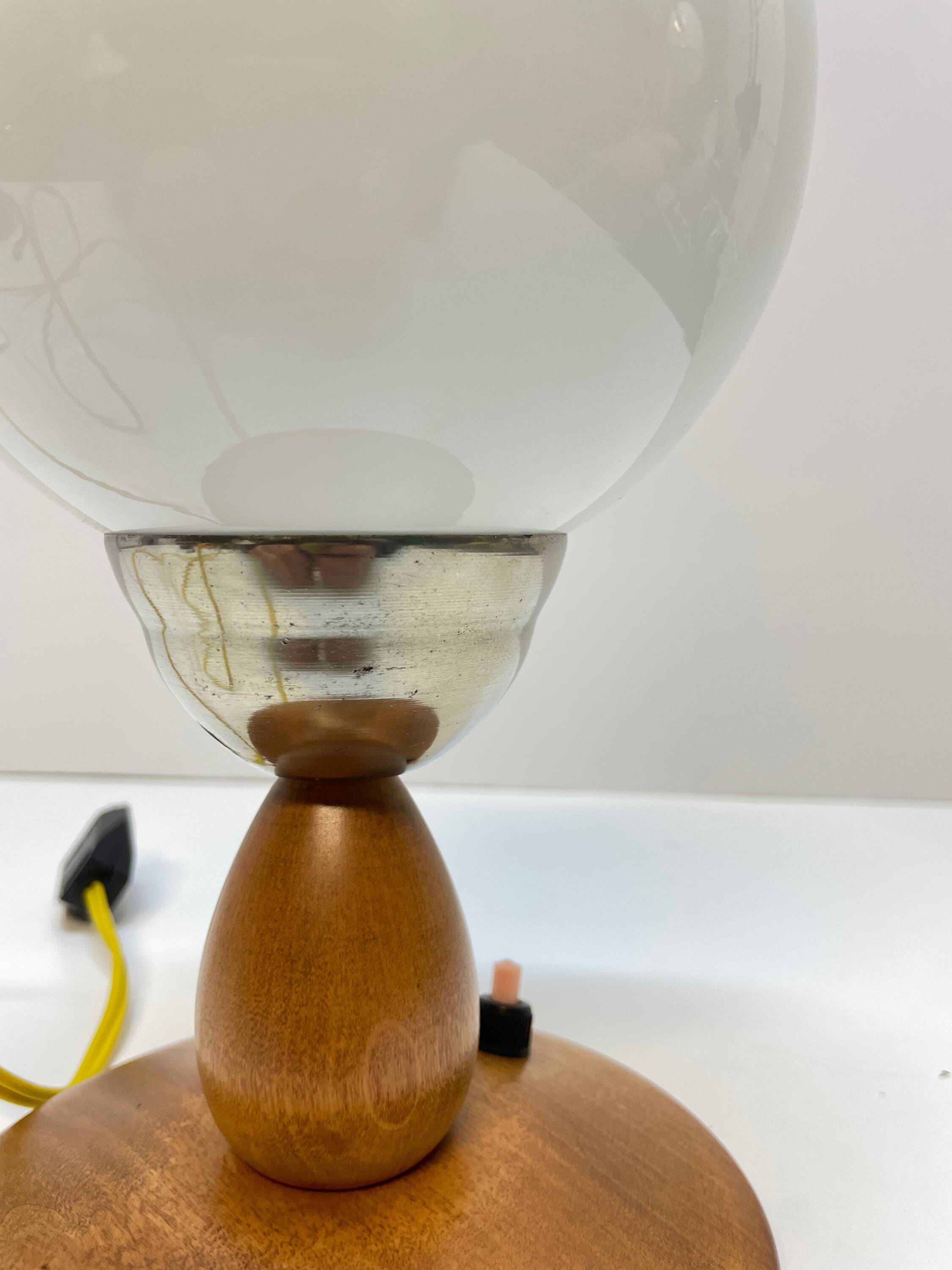 Lampe de chevet en bois, S.P. Metal Cracovie, années 1960