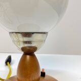 Lampe de chevet en bois, S.P. Metal Cracovie, années 1960