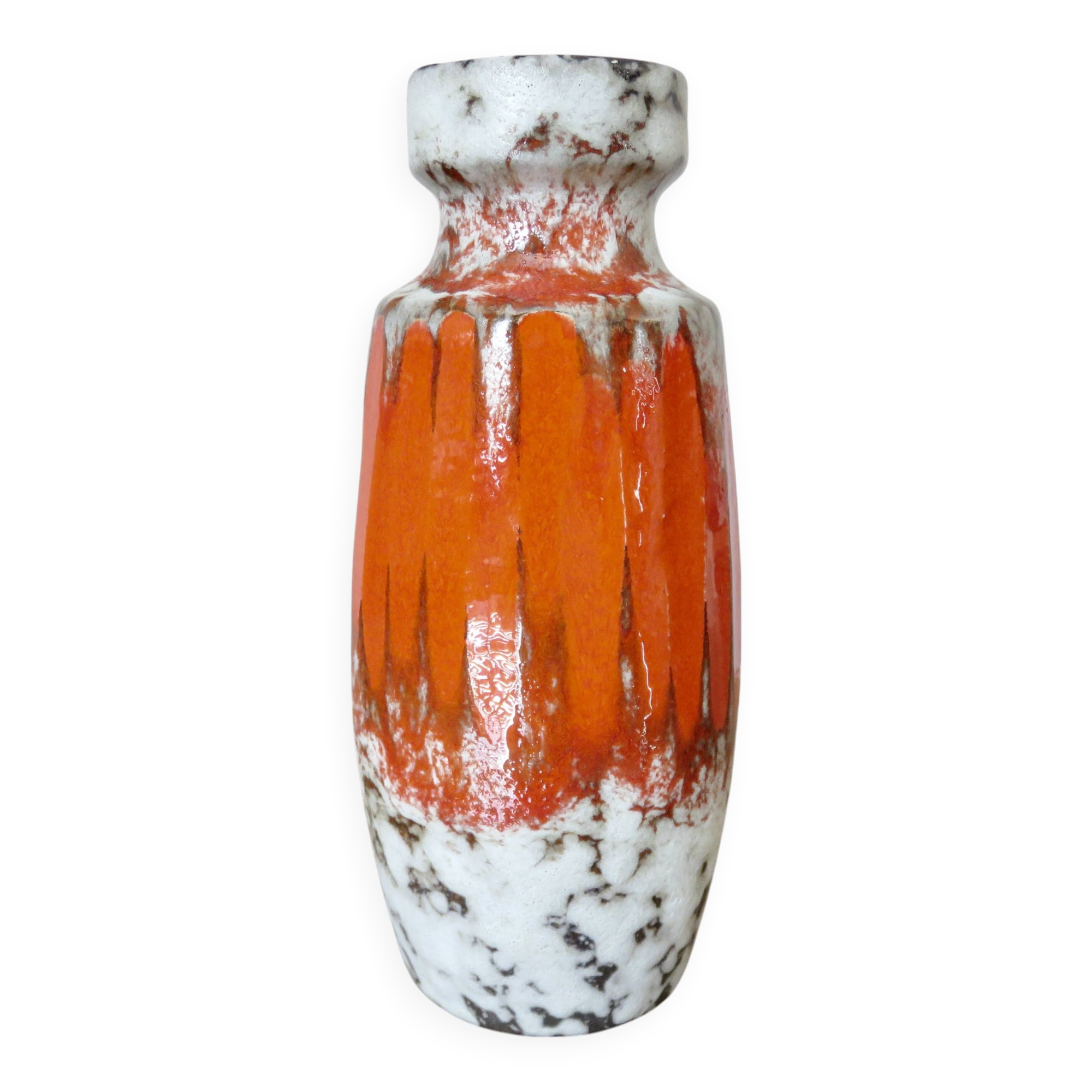 Orange "fat lava" ceramic vase, West Germany, 1970