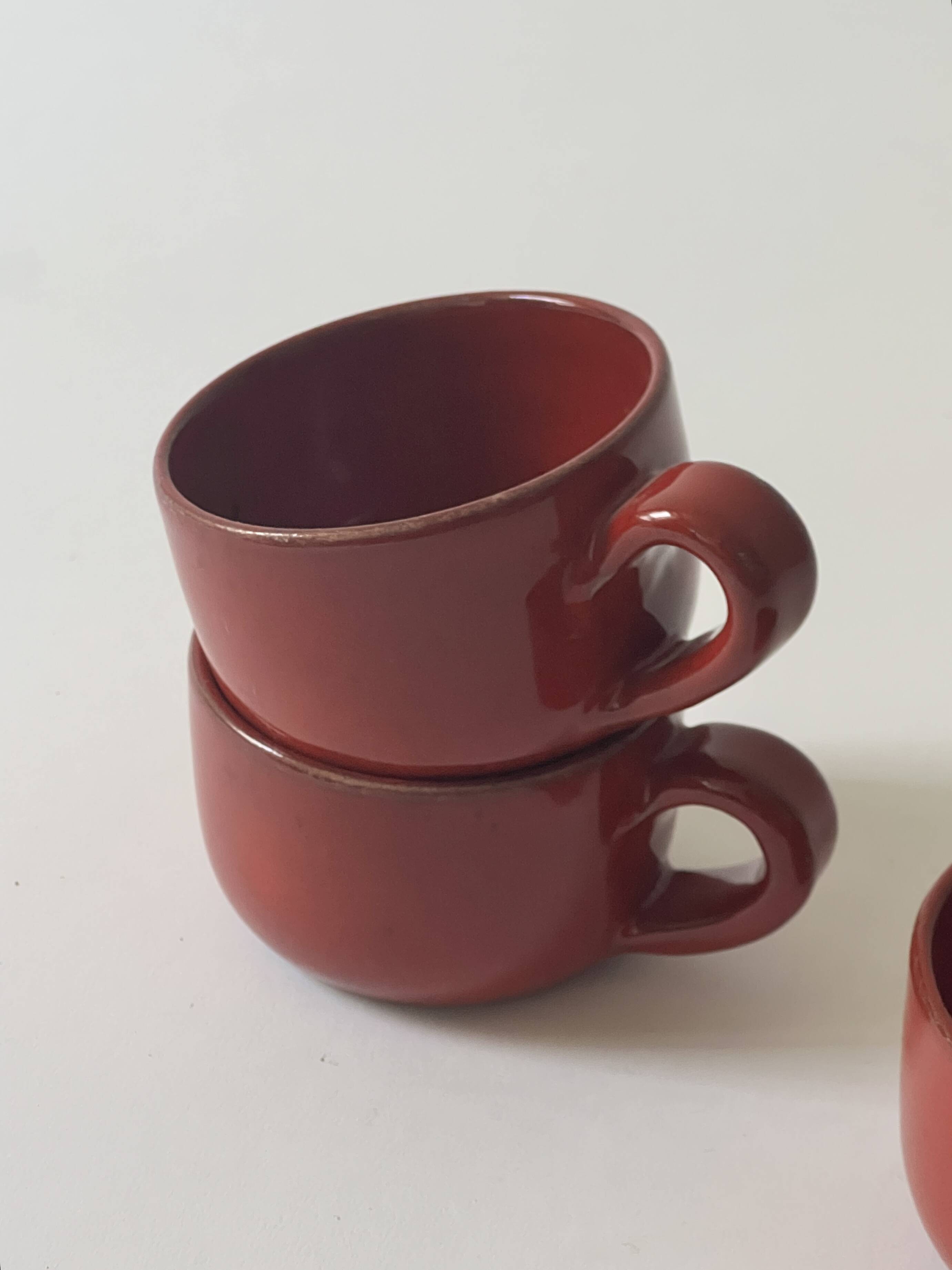 Set of 2 glazed ceramic cups by Robert Picault, Vallauris 1950