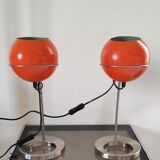 Set of lamps eyes ball orange 1990