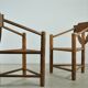 Pair of vintage antique Scandinavian oak Monk chairs, Sweden 1950s