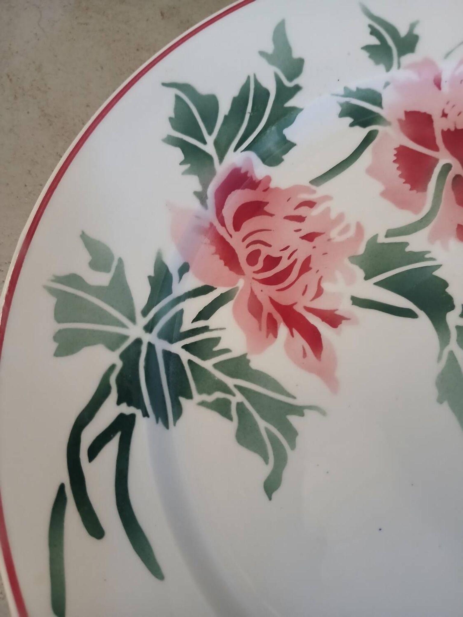 12 assiettes plates anciennes + soupière HBCM