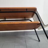Vintage 1950 coffee table magazine rack in steel & beech 50s rockabilly zazou