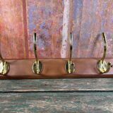 Wall coat rack with 4 brass hooks