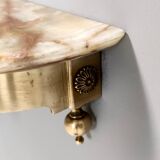 Table Console Murale Vintage en Laiton avec Plateau en Onyx Jaune, Italie