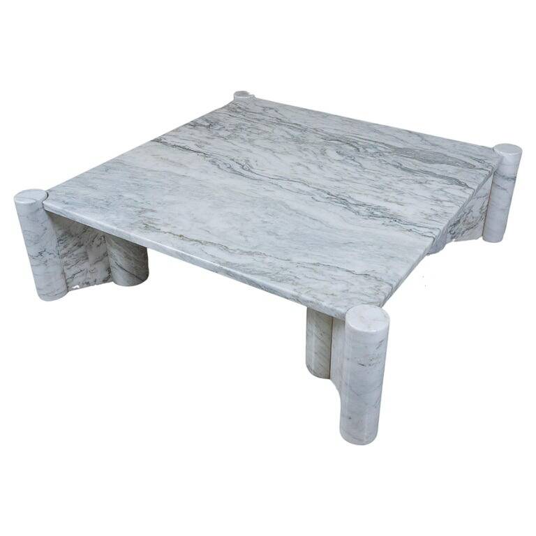 White Carrara Marble Jumbo Coffee Table by Gae Aulenti for Knoll Inc, 1960s