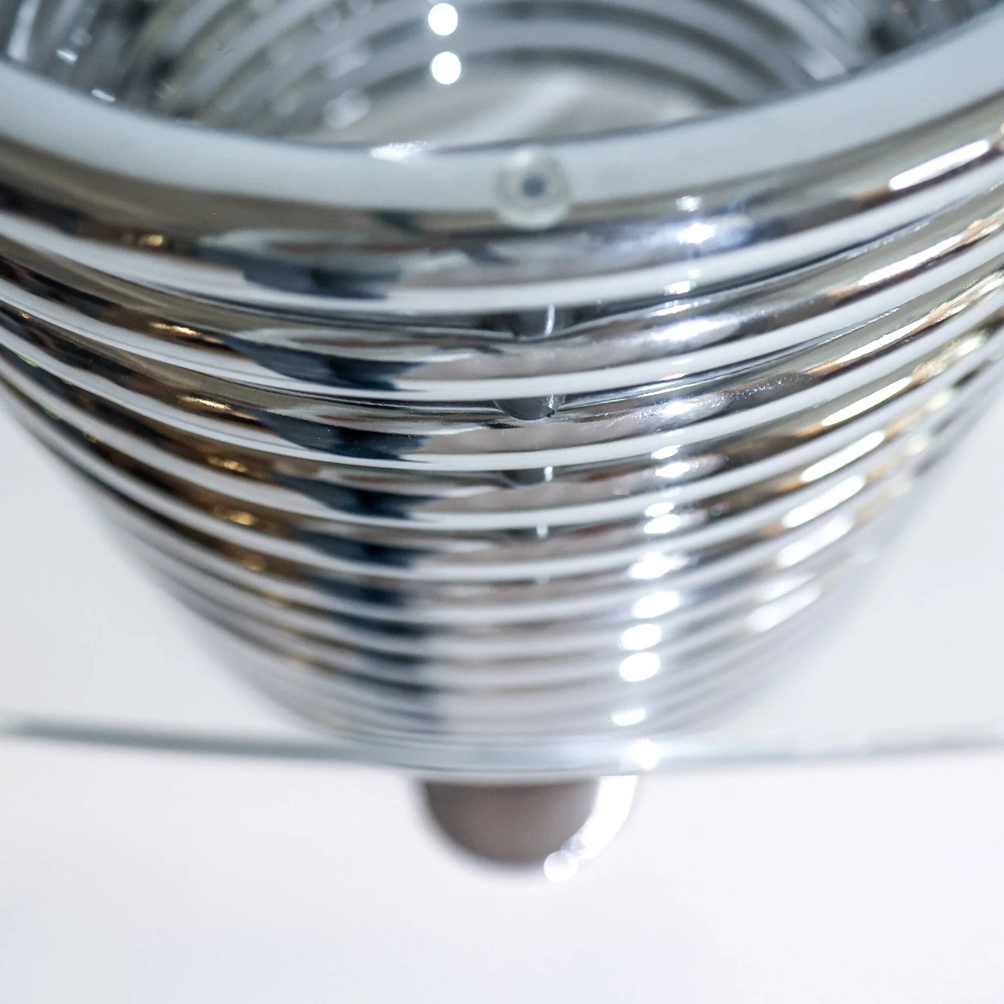 1970s modernist Italian console by Rima with a chrome spiral base.