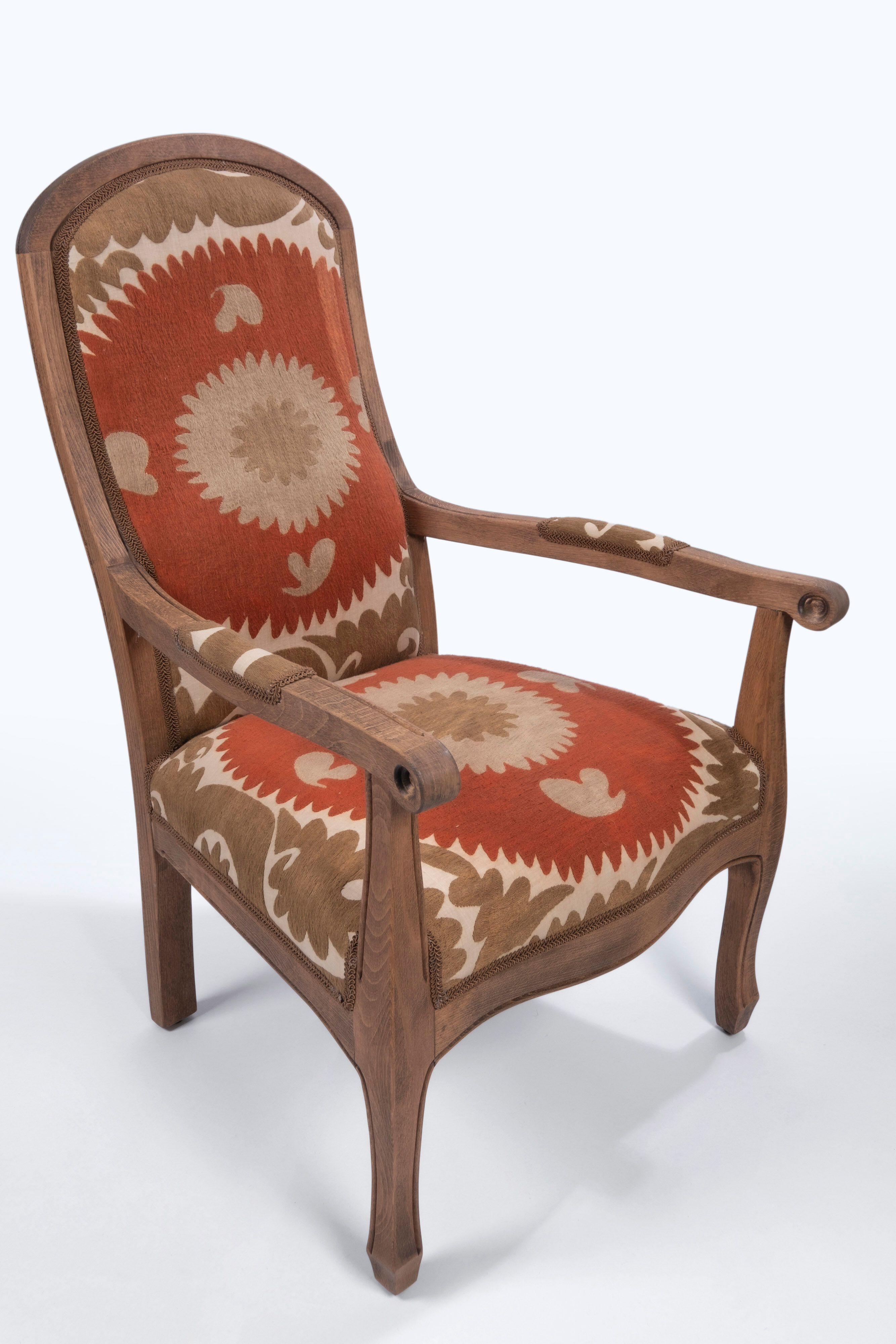Boho Chic Suzani Embroidered Bergere Chair