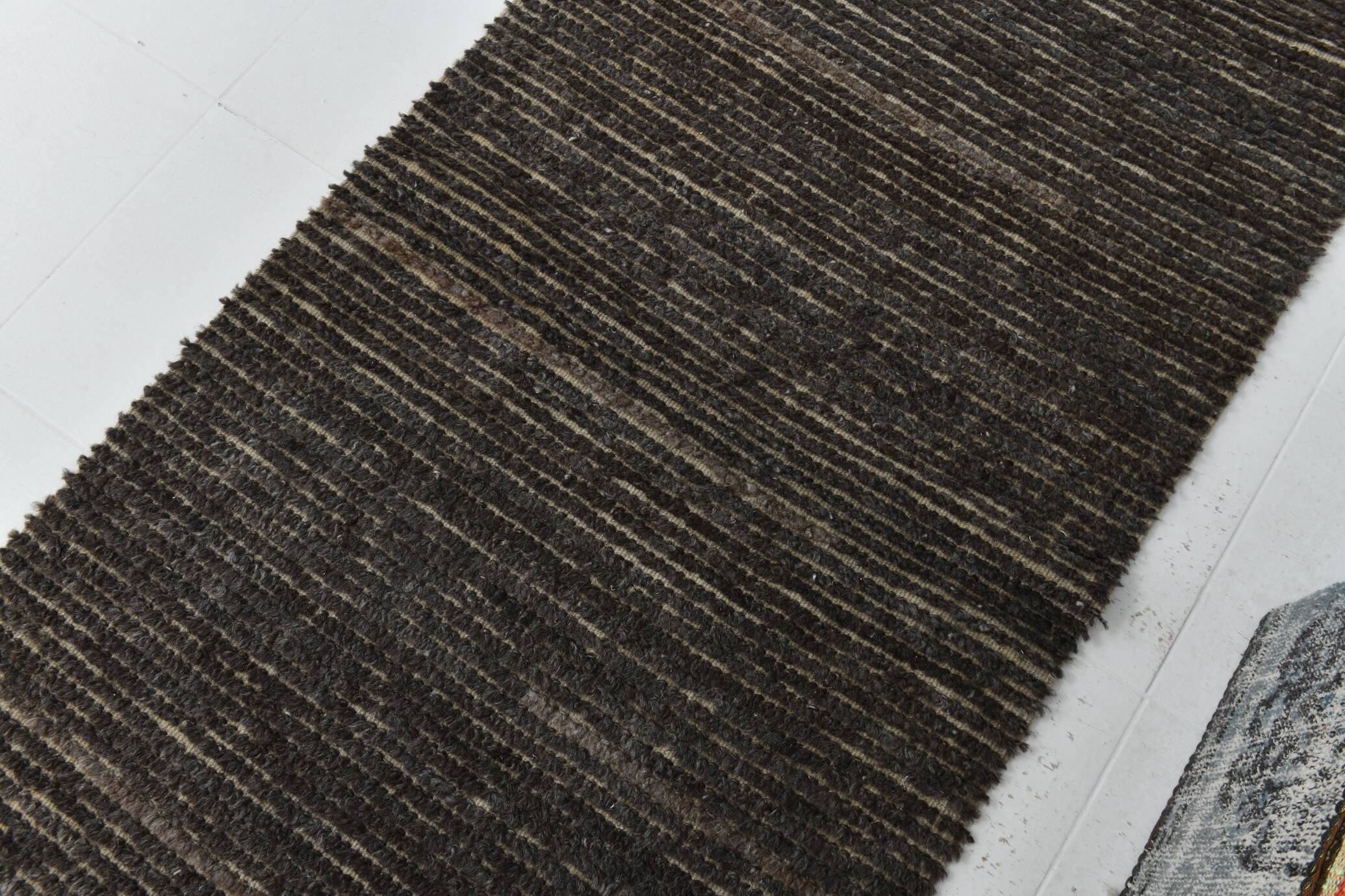 3x11 Vintage Dark Brown Super Soft Kilim Runner Rug, 94x345Cm