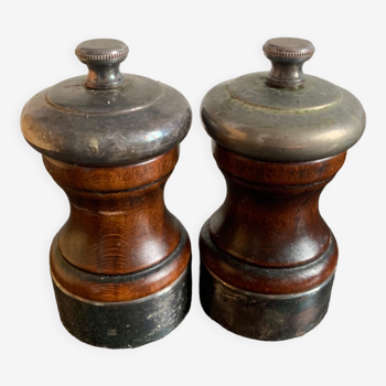 Duo pepper and salt shaker palace silver wood peugeot