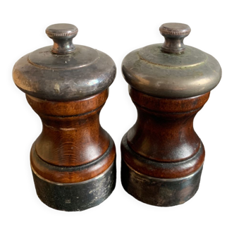 Duo pepper and salt shaker palace silver wood peugeot