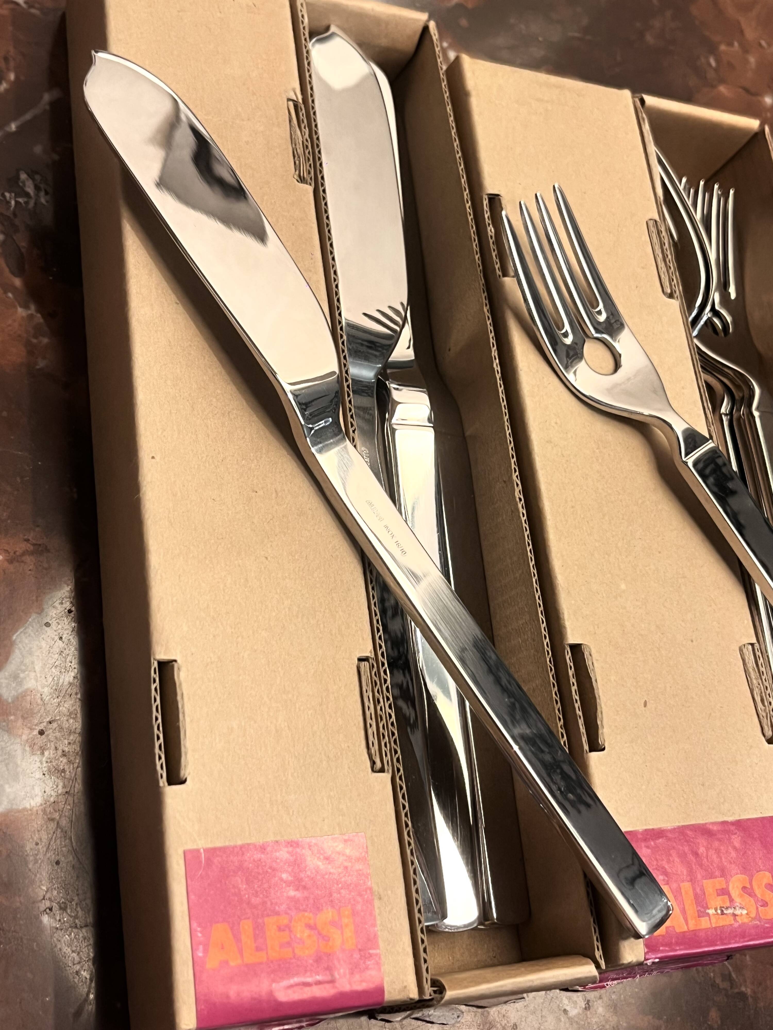 Achille Castiglioni for Alessi Set Dry Fish Knives and Forks