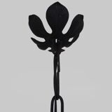 Chandelier, Art Deco suspension in wrought iron and star globe in glass paste.