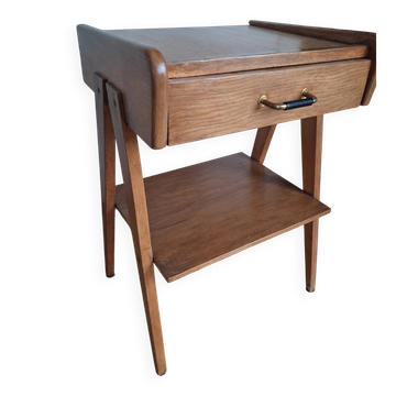 60s compass leg bedside table in light chain.