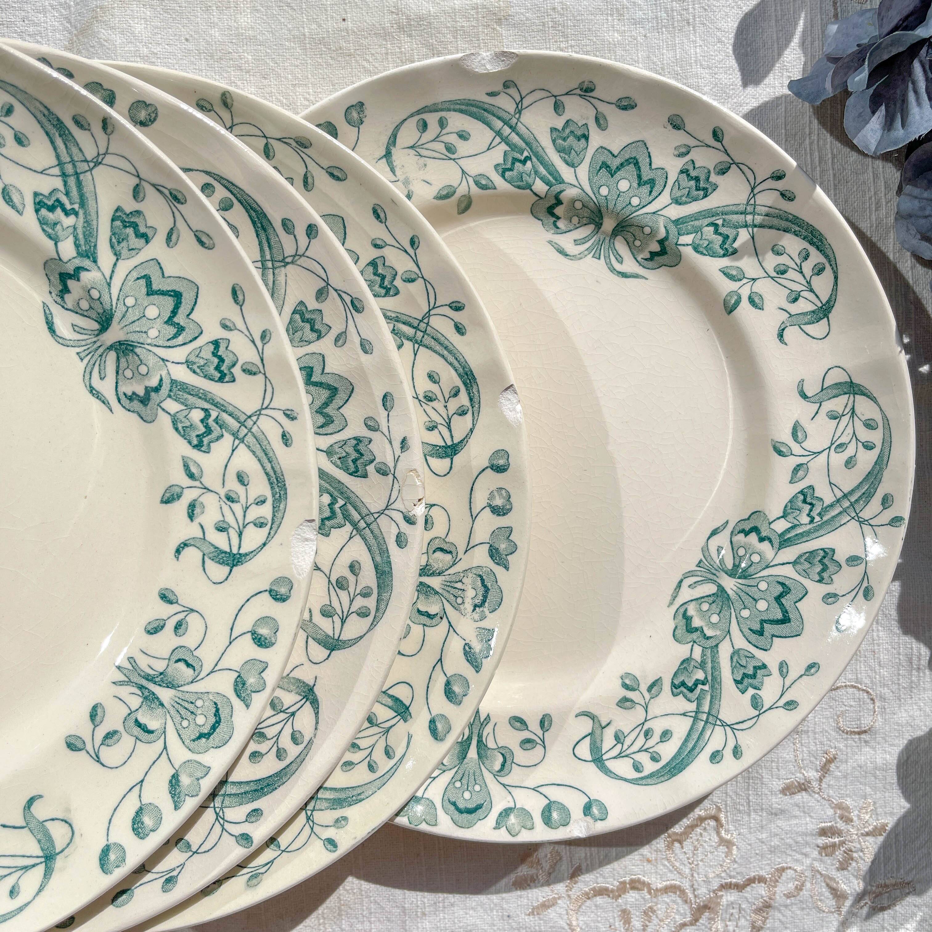 Lot of 8 Small Antique Iron Earth Plates "Figuig" Longchamp 19th Century