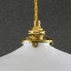 Pendant light in antique glass painted in white and gold - new socket and cable