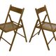 Set of four vintage folding chairs with webbing and wood 1970s