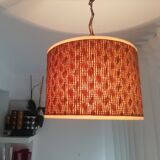 Orange Ceiling lamp vintage 70s made of straw