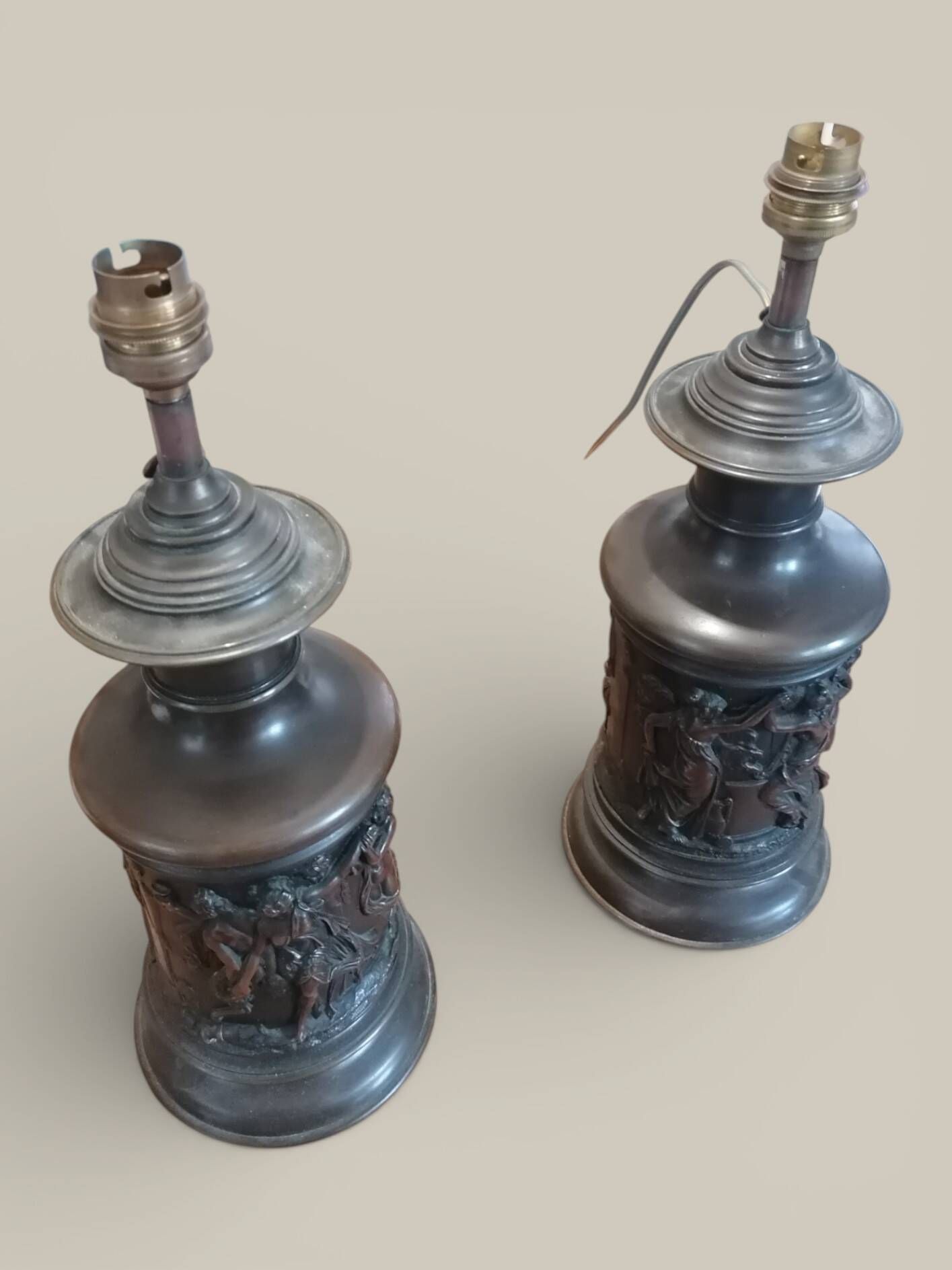 Pair of antique lamp feet - Greek mythology - Bacchanalia
