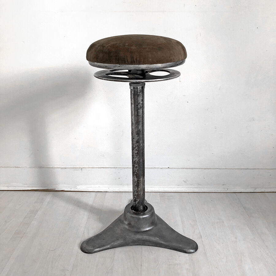 Vintage dentist's stool in aluminum from the 50s