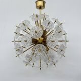 Val Saint Lambert crystal sputnik gold chandelier , 1960’s