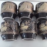Cups and under cups with black coffee pattern greque dorea gold 24k