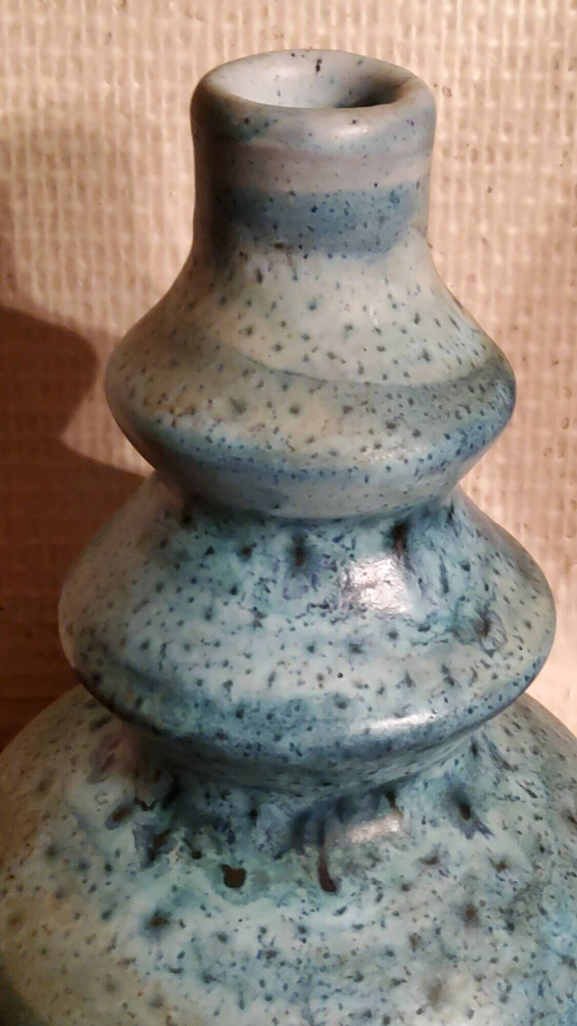 Designer vase by Jean Busson in glazed ceramic terracotta from Dinan
