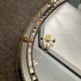 Vintage mirror in solid wood with brass and parcloses.