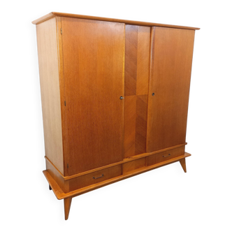Vintage oak wardrobe from the 1960s.