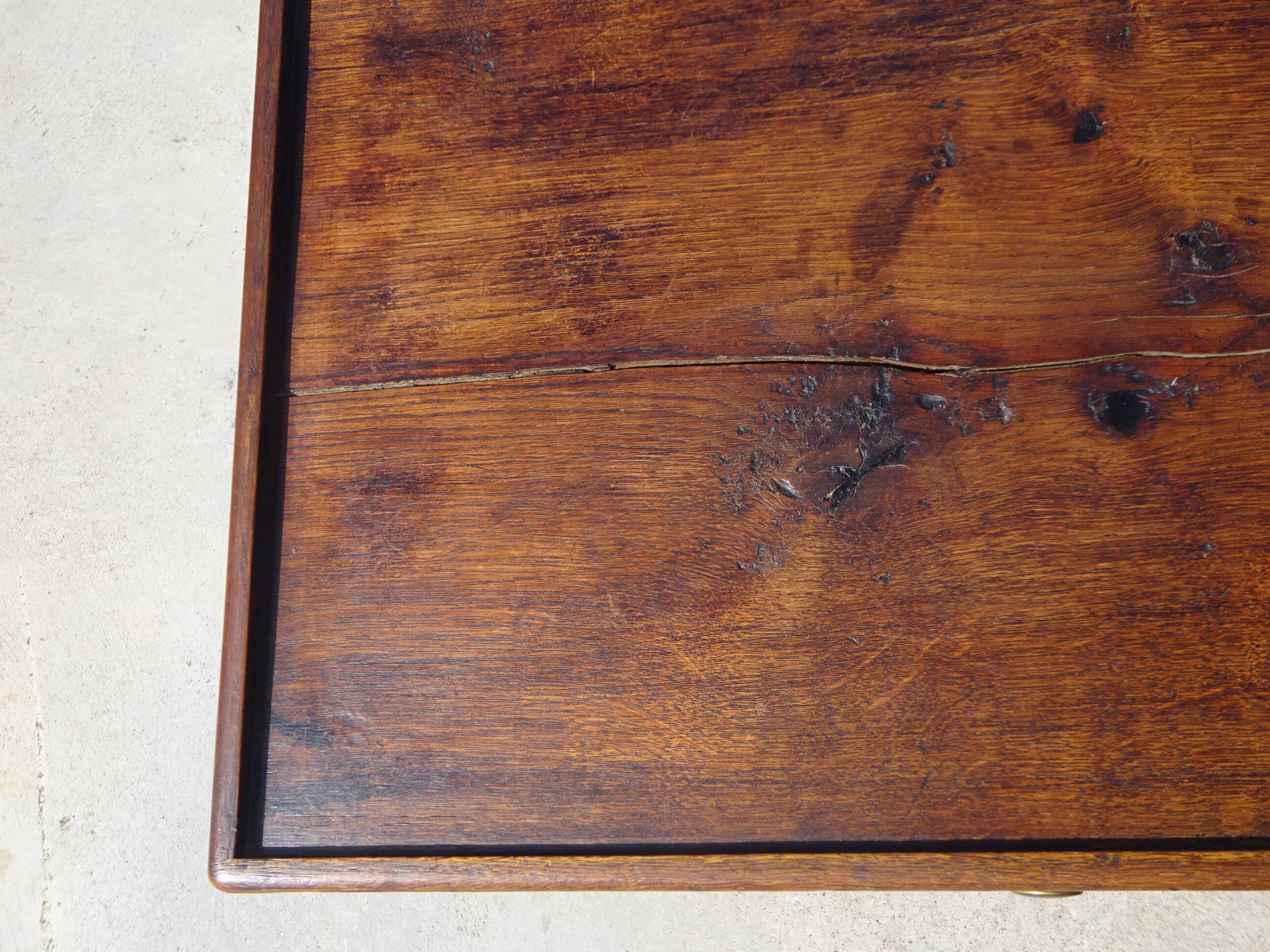 Bolster or end table with drawer, patina