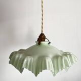 Opaline tray with light mint green ruffles