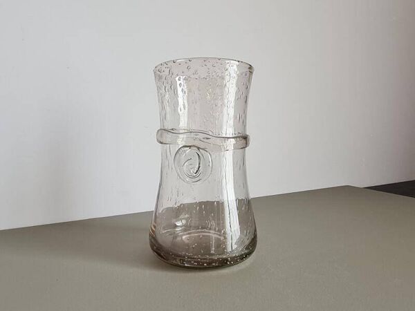 Vase en verre bullé de Biot français   Soufflé à la main vintage