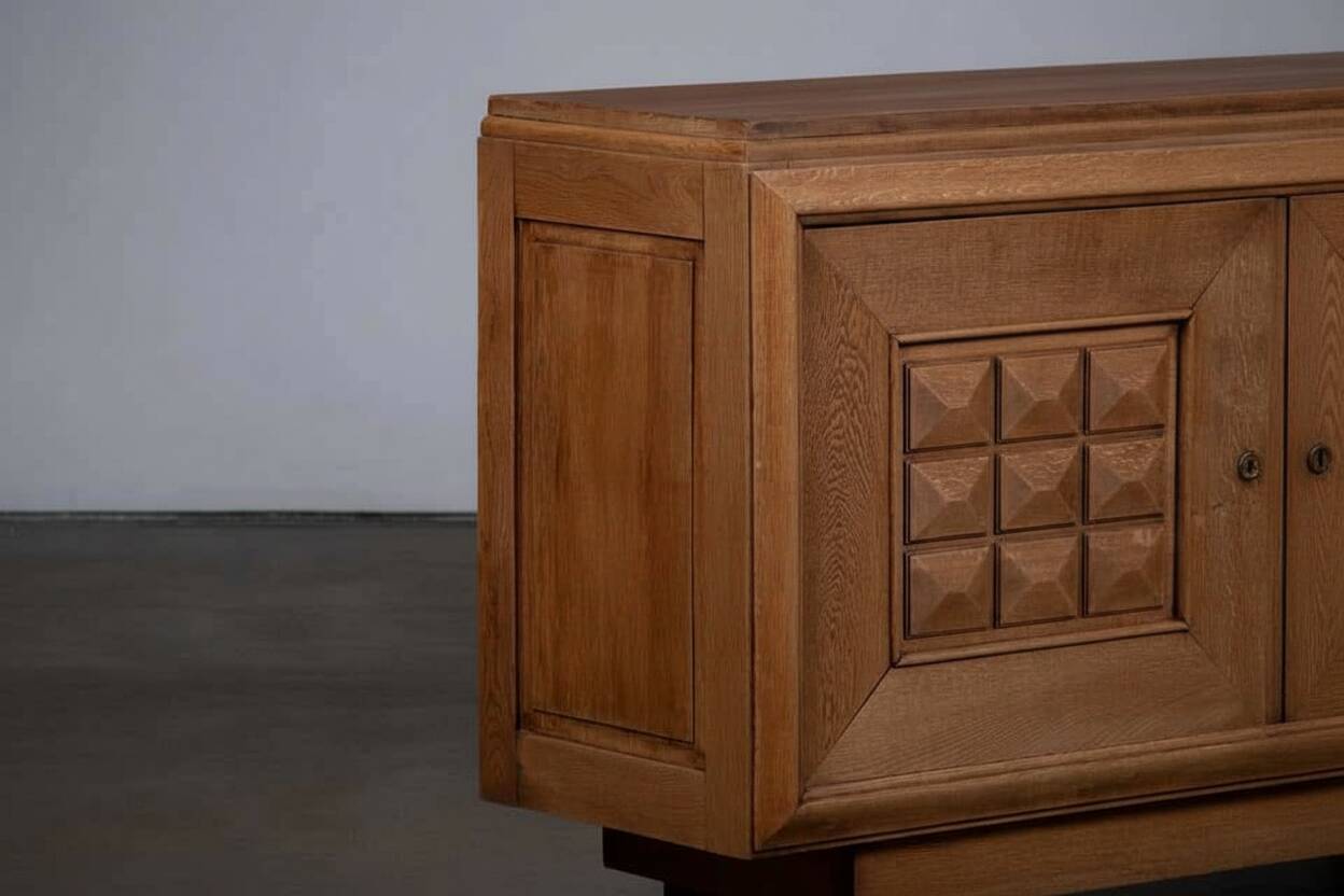 Brutalist oak enfilade, Dudouyt, France, 1940s