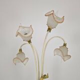 Italian Floor Lamp with Metal Stems, Leaf Details and Murano Glass Flowers