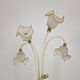 Lampadaire italien avec tiges en métal, détails de feuilles et fleurs en verre de Murano