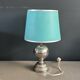 Chrome and turquoise metal table lamp