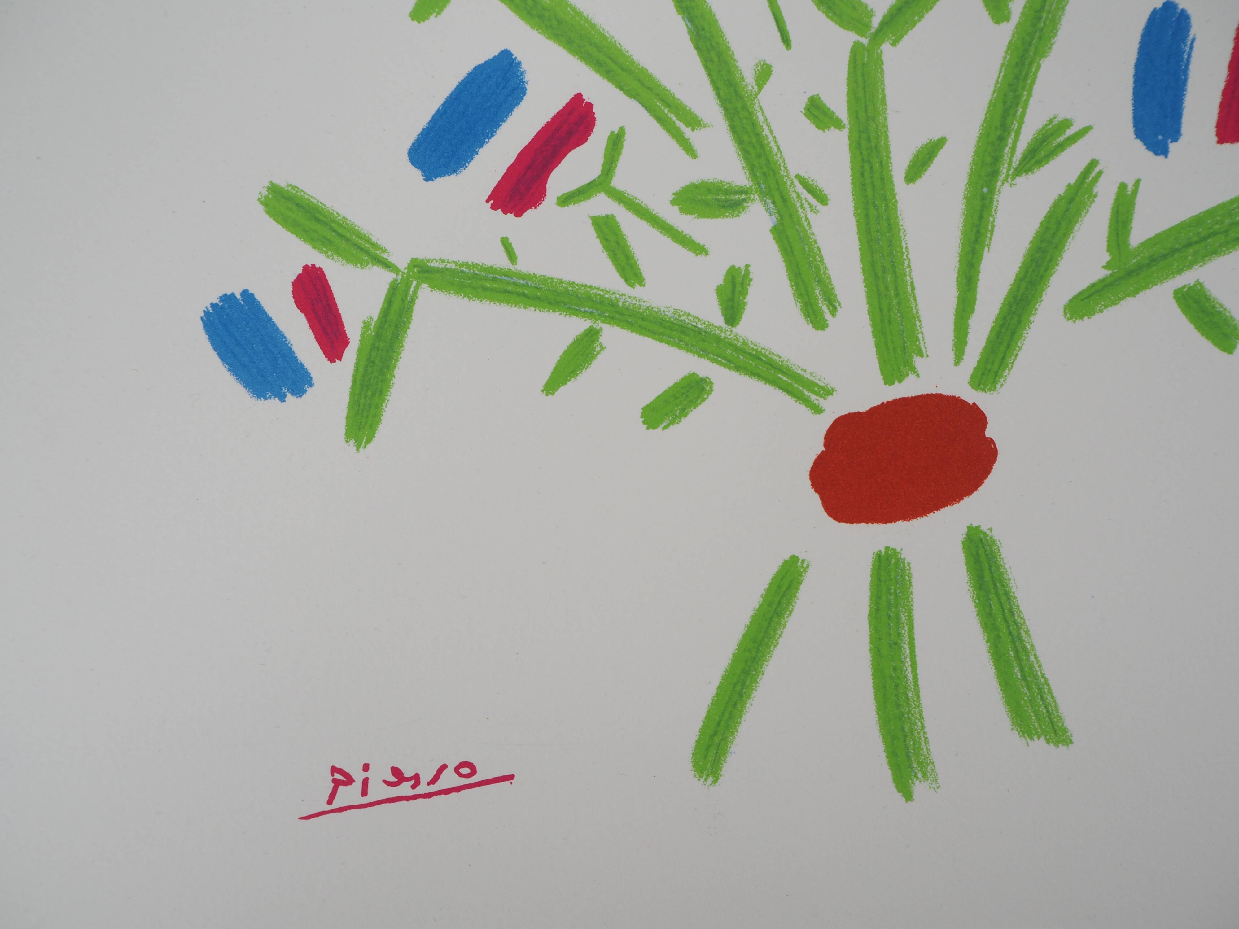 Pablo PICASSO: The blue, white, red bouquet - Signed lithograph