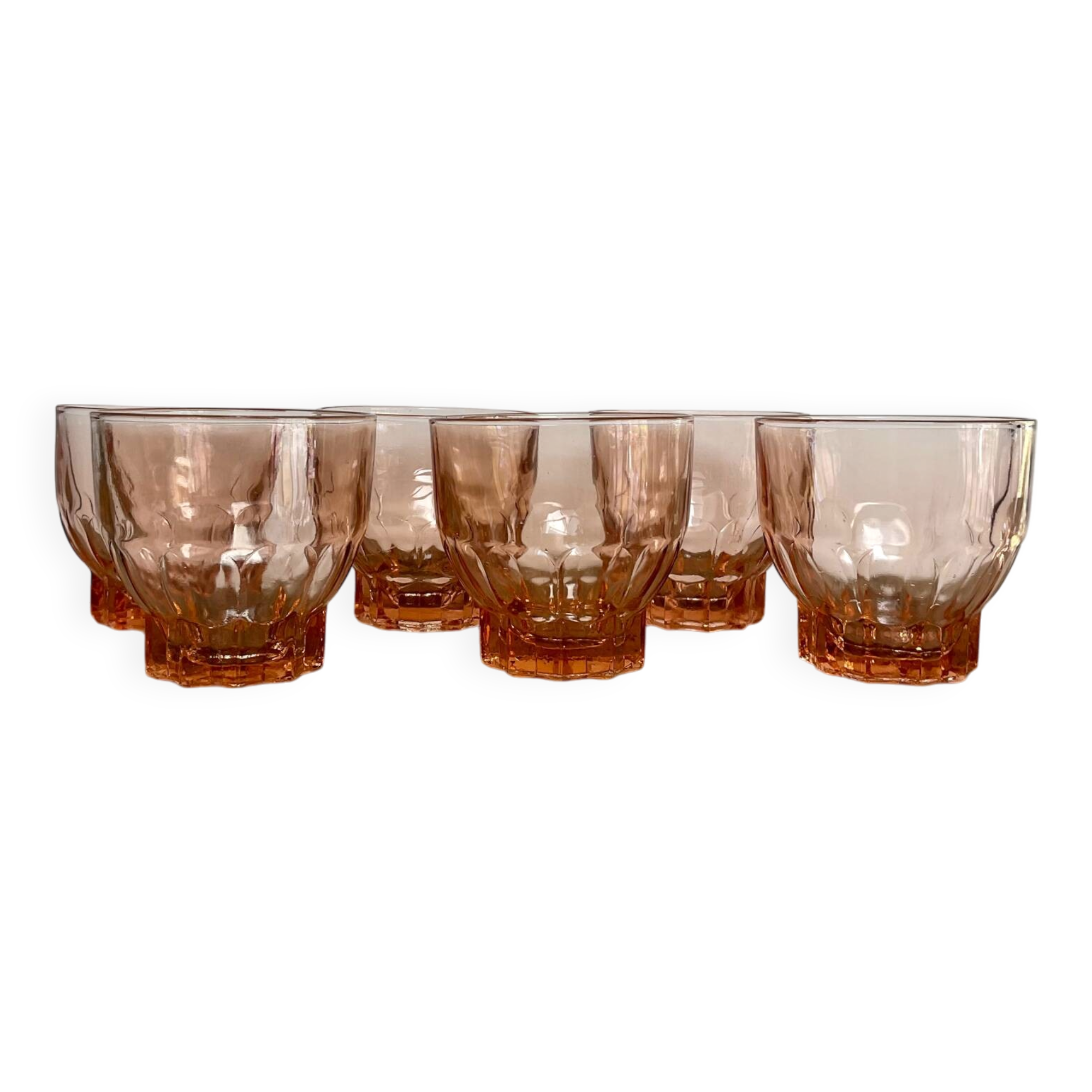 6 vintage Rosaline glasses