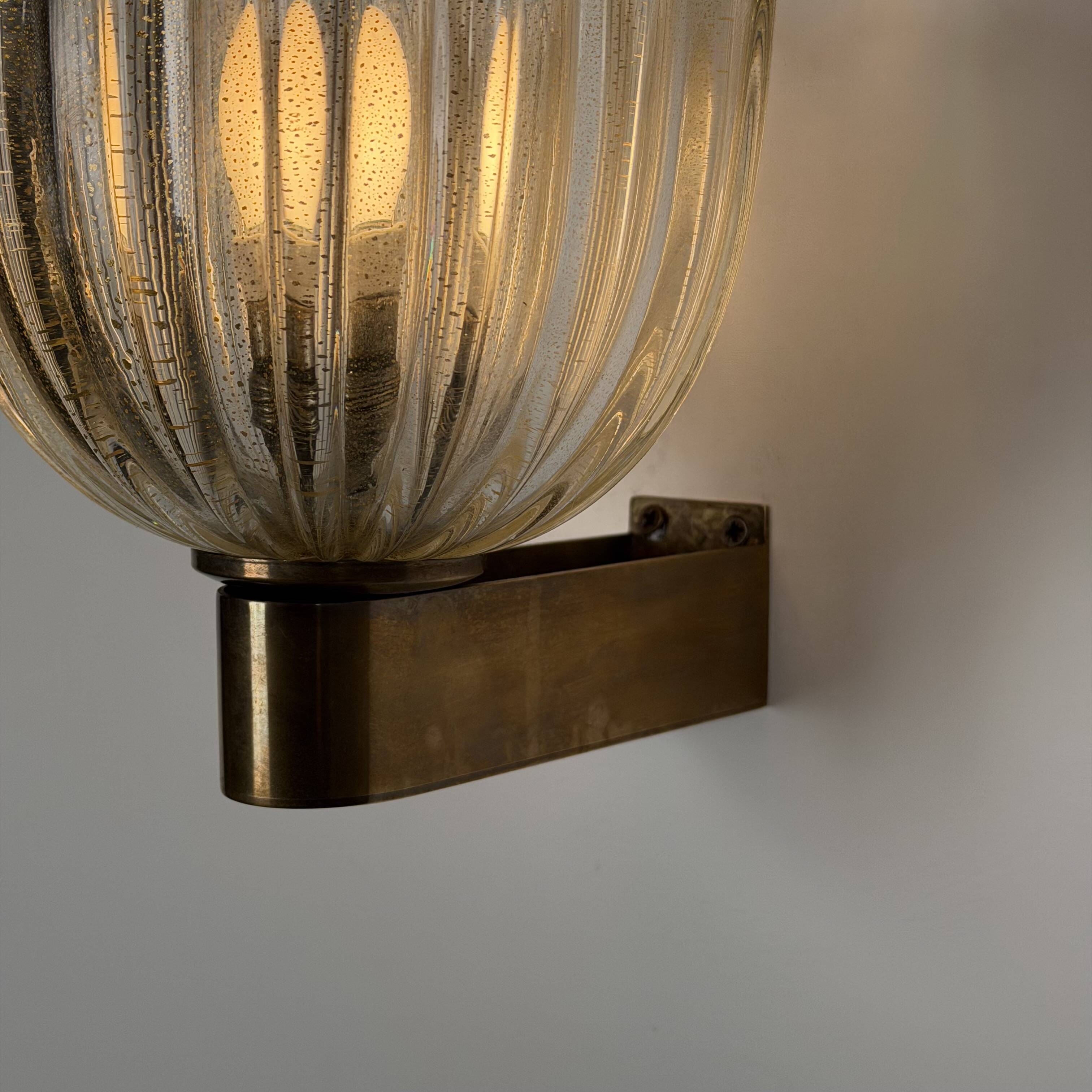 Pair of Murano glass wall sconces by E. Barovier, Italy 1940