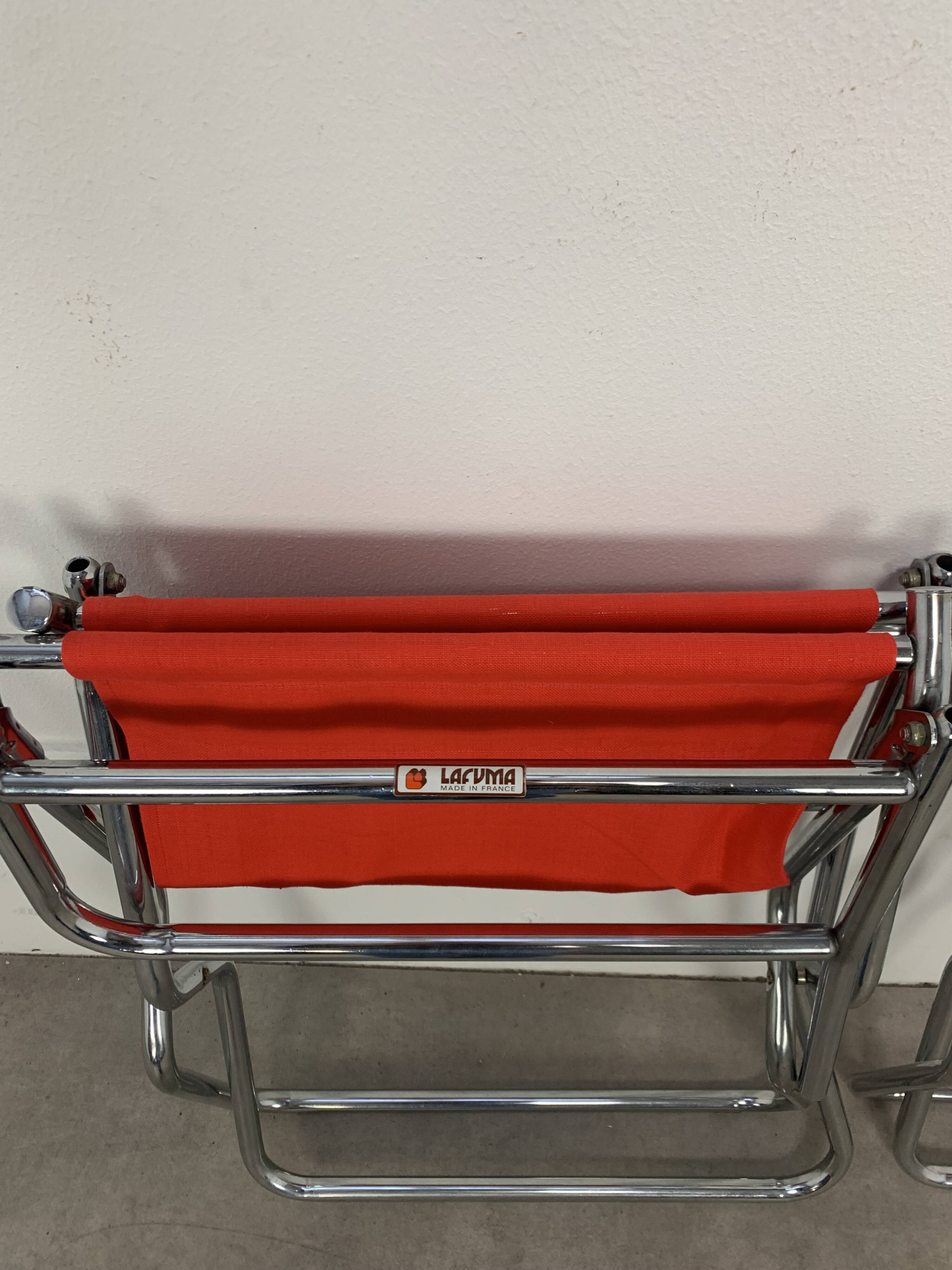 Pair of Lafuma chrome "director" folding chairs