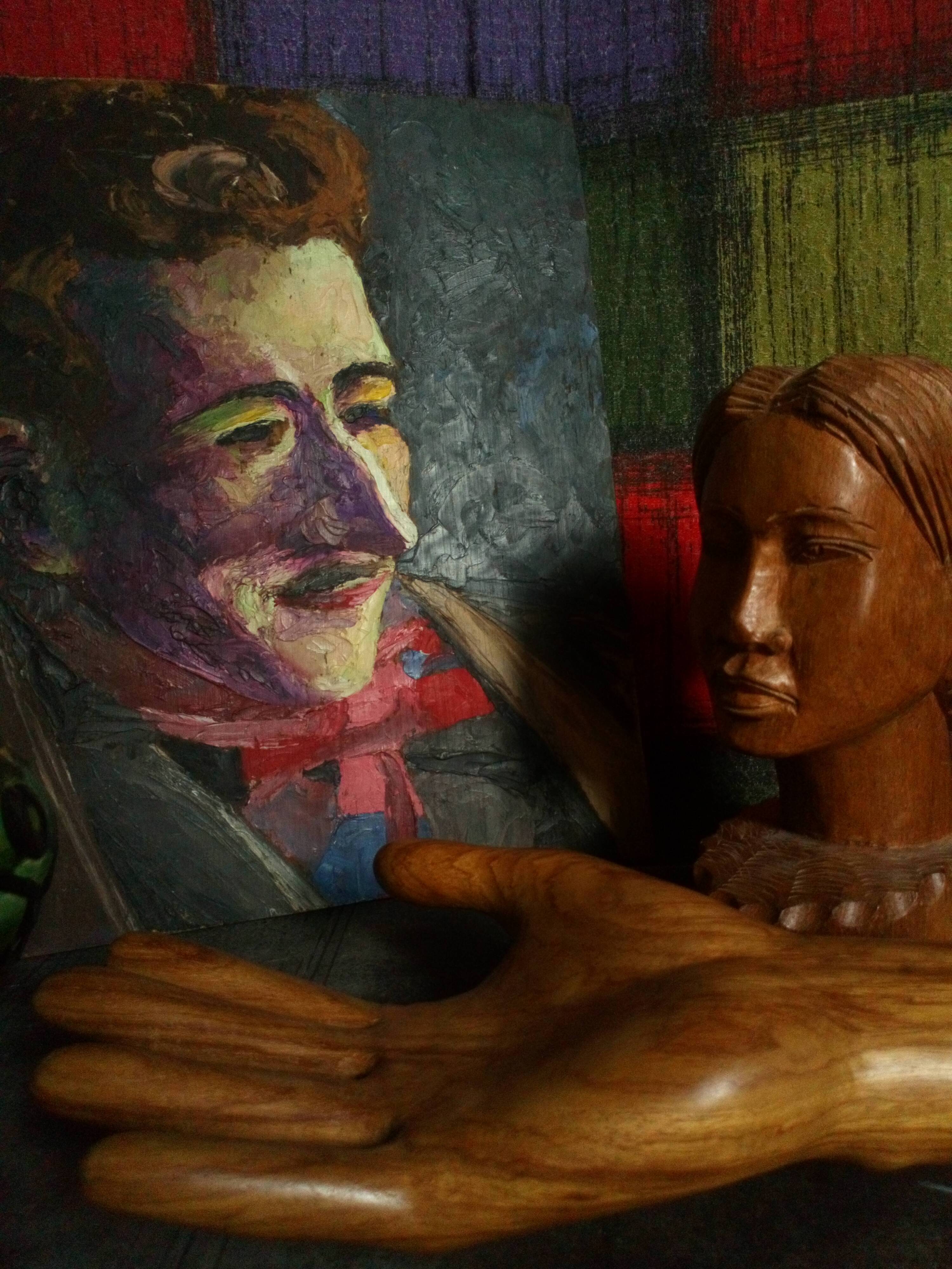 Painting portrait of a Dandy with oil on wood